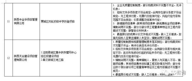 工程造價咨詢、招標(biāo)代理企業(yè)問題列表