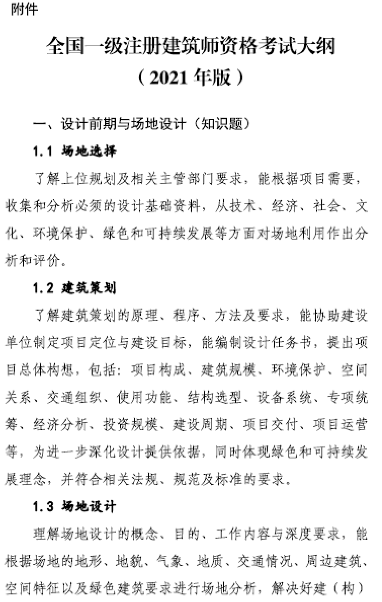 大事件！9門變6門！一級注冊建筑師考試大綱（21版）發(fā)布，2023年執(zhí)行！